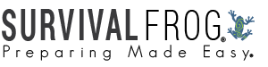 SurvivalFrog.com Logo with green colored frog in the right corner, and the text underneath that says,