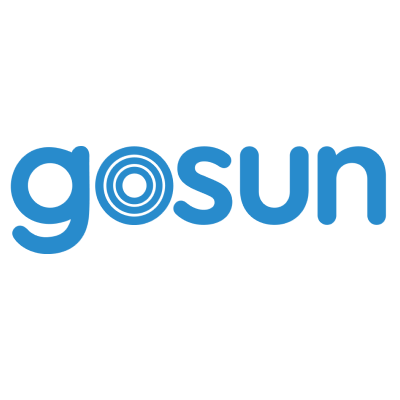 Blue GoSun logo with a white background.