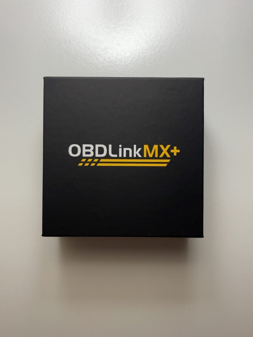OBDLink MX+ product box photographed for our Hyundai Santa Cruz Nashville towing trip